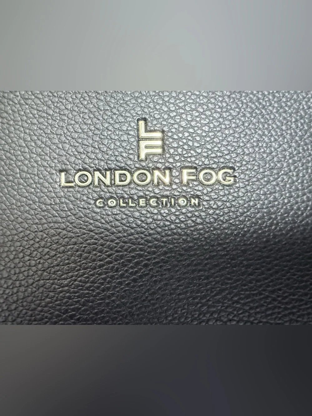 London Fog Black and Gold Pebble-Textured Dome Black Crossbody